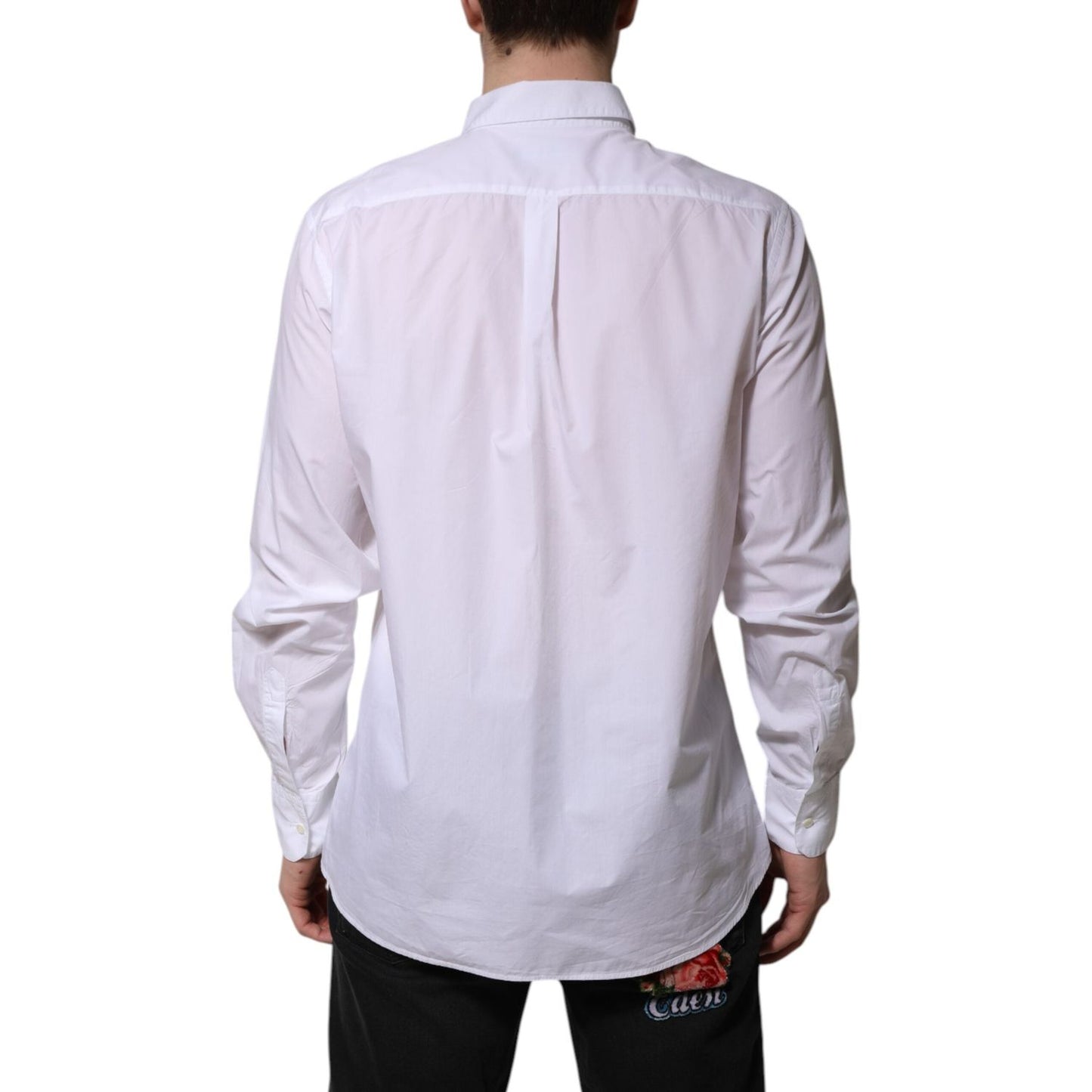 Dolce & Gabbana White Cotton Long Sleeves Dress Formal Shirt TSH906942-43