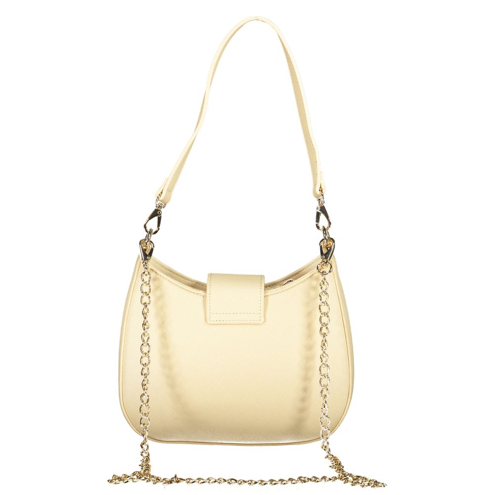 Mario Valentino Beige Polyethylene Women Handbag with chain strap and removable handle, adding elegance and functionality to outfits.