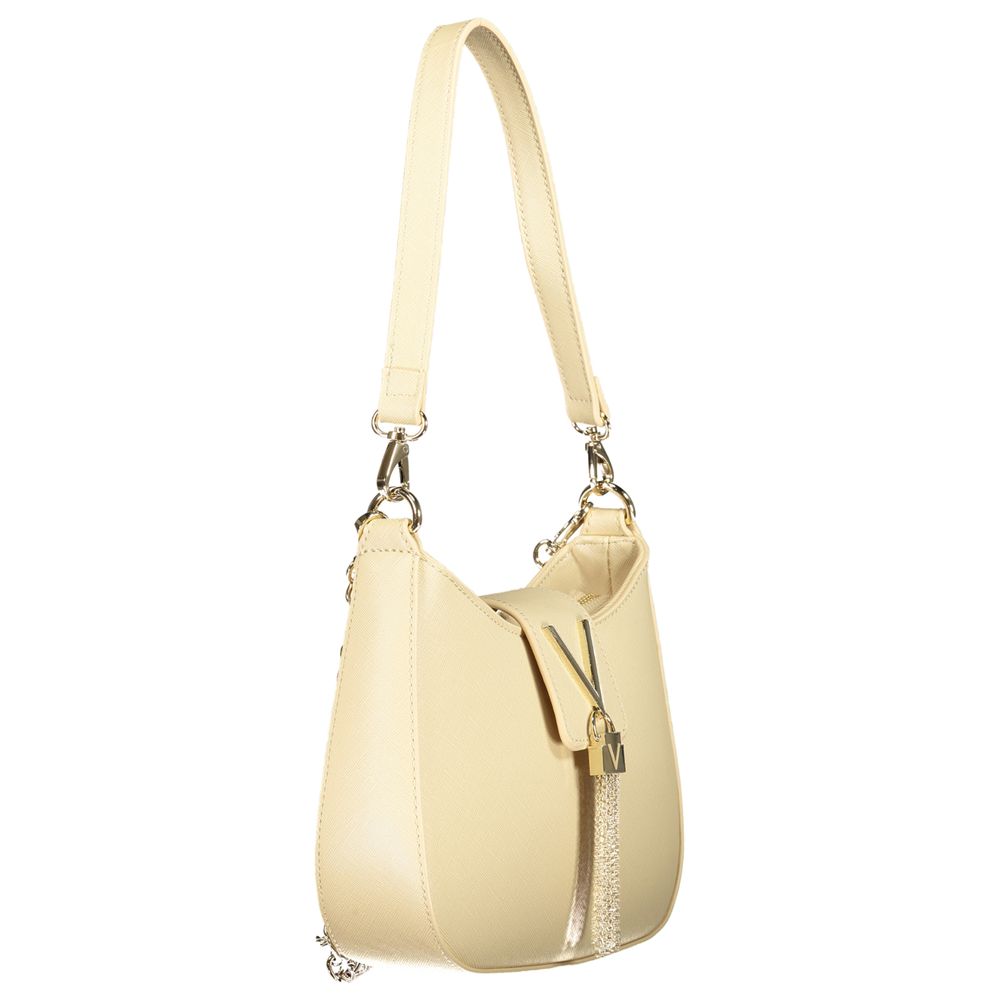 Mario Valentino Beige Polyethylene Women Handbag with removable shoulder handle and chain strap, featuring chic and versatile design.