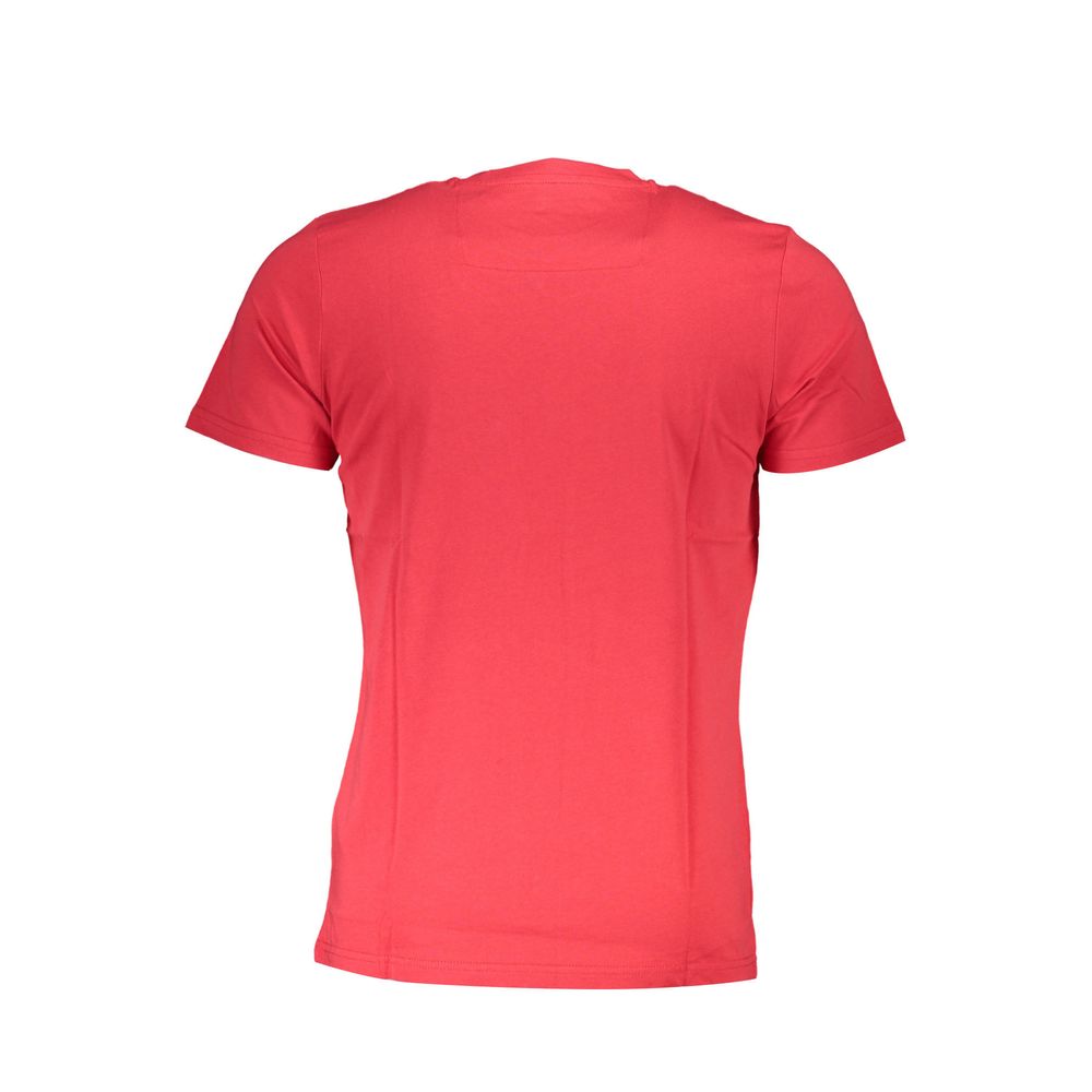 Cavalli Class Red Cotton Men T-Shirt back view showcasing vibrant color and premium material.