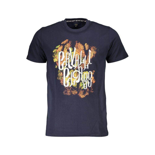 Cavalli Class Blue Cotton Men T-Shirt CA-37478-L