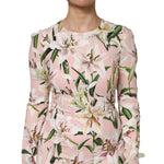 Dolce & Gabbana Pink Lily Viscose Sheath Stretch Midi Dress DR81731-40