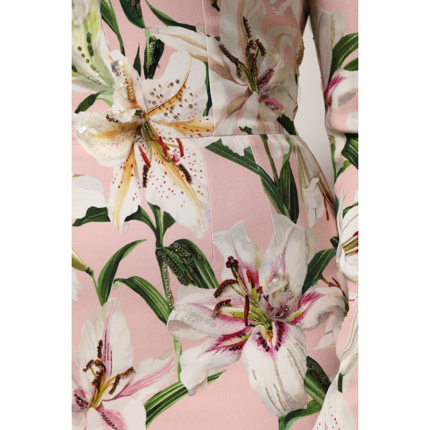 Dolce & Gabbana Pink Lily Viscose Sheath Stretch Midi Dress DR81731-40