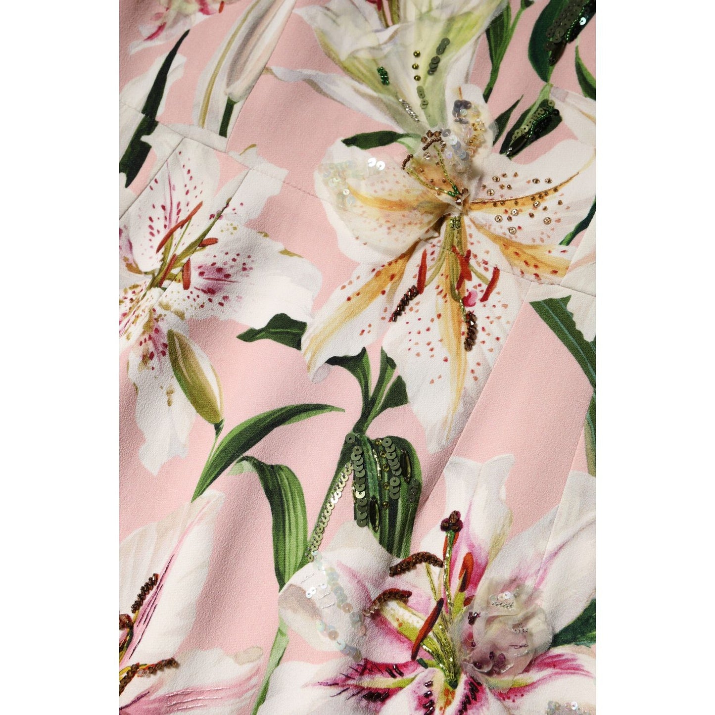 Dolce & Gabbana Pink Lily Viscose Sheath Stretch Midi Dress DR81731-40