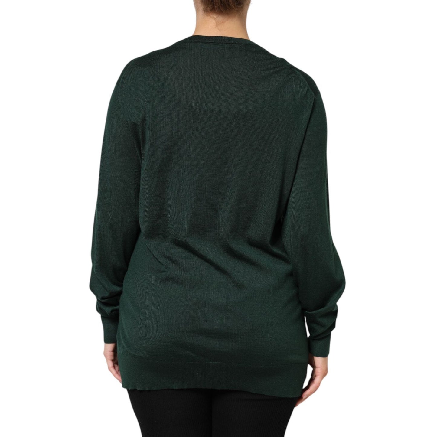Dolce & Gabbana Dark Green Cashmere Silk Cardigan Sweater TSH878614-44