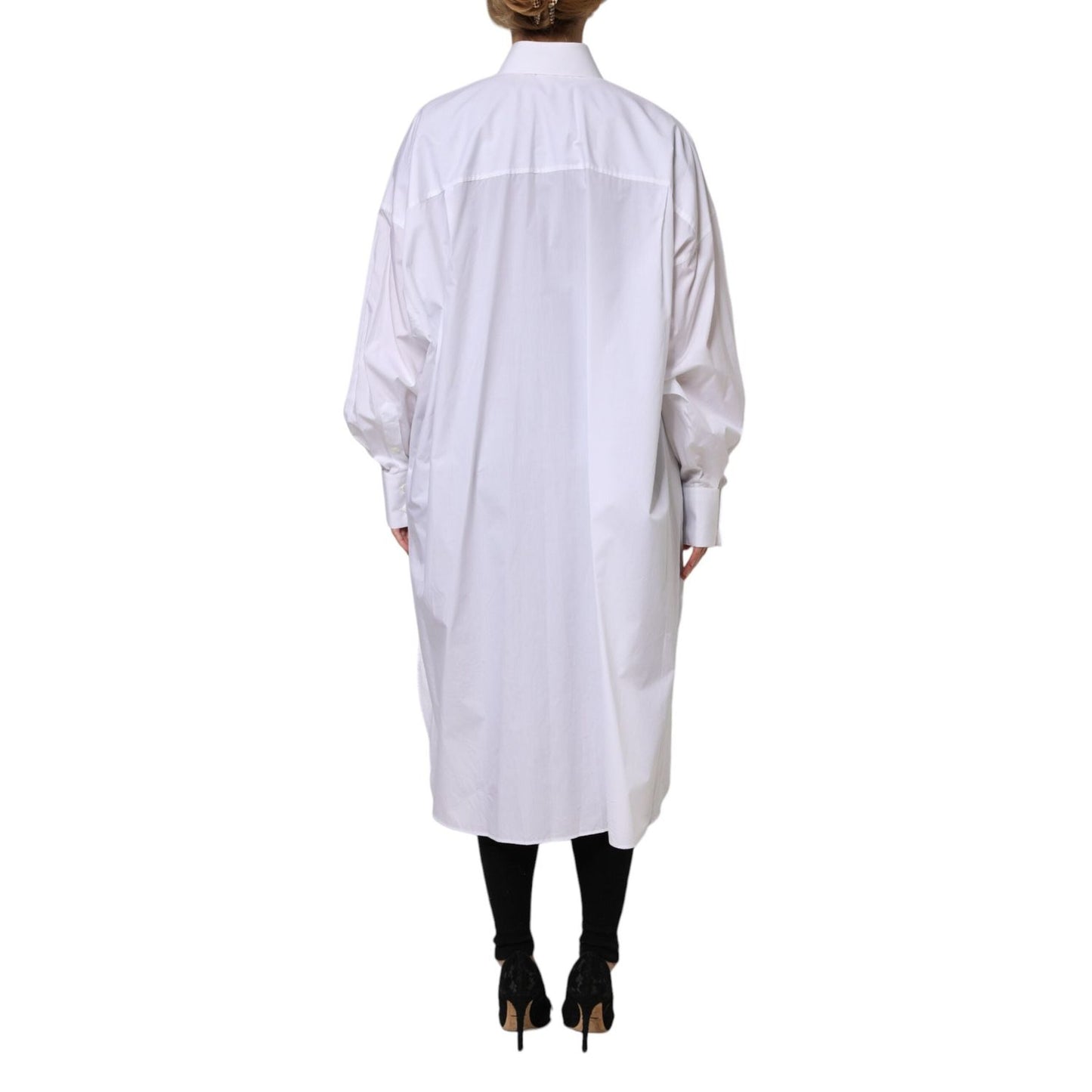 Dolce & Gabbana White Cotton Collared Shirt Long Sleeve Top