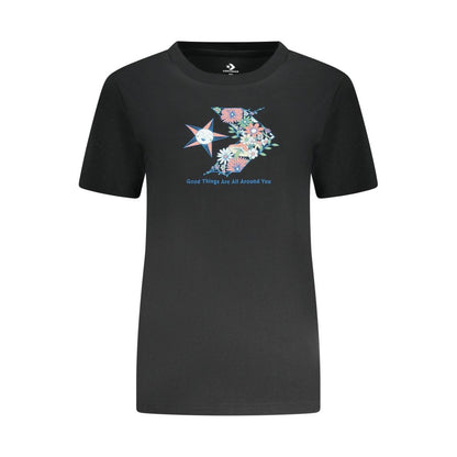 Converse Black Cotton Women T-Shirt