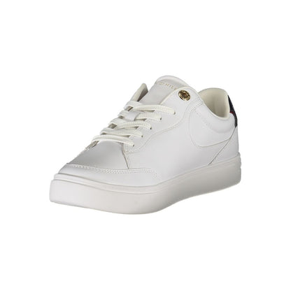 Tommy Hilfiger White Leather Women Sneaker with blue accents and removable insole