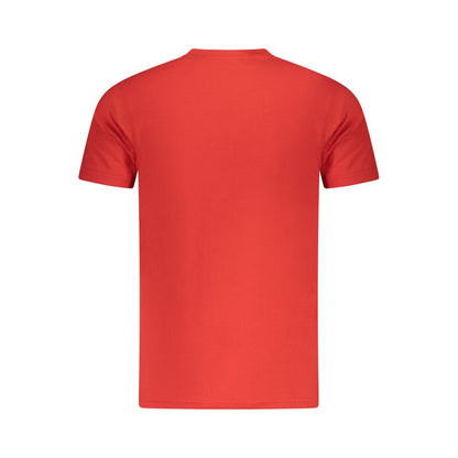 Back view of Cavalli Class Red Cotton Men T-Shirt, showcasing its bold design and luxurious appeal.