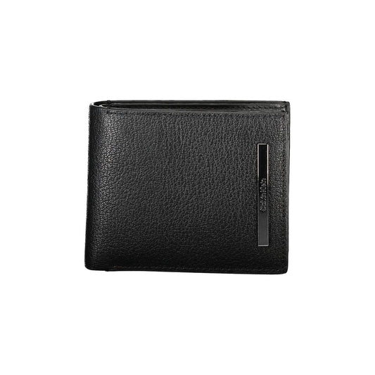 Calvin Klein Black Leather Wallet with RFID block, coin purse, and card compartments