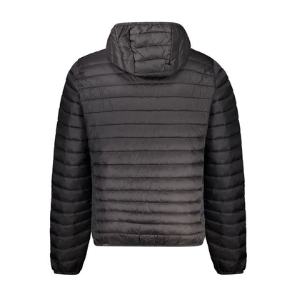 North Sails Black Polyamide Men's Jacket with hood and sleek design, featuring buttoned and internal pockets, ideal for modern style.