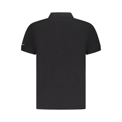 Back view of Trussardi Black Cotton Men Polo Shirt with short sleeves and classic design.