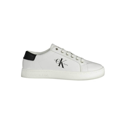 Calvin Klein White Recycled Polyester Men Sneaker with iconic logo design.