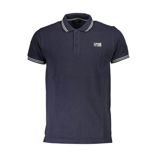 Cavalli Class Blue Cotton Men Polo Shirt CA-38160-M