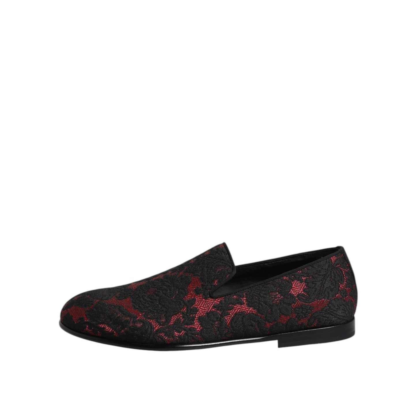 Dolce & Gabbana Red Black Jacquard Slip On Loafers Shoes MV7357-39