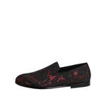 Dolce & Gabbana Red Black Jacquard Slip On Loafers Shoes MV7357-39