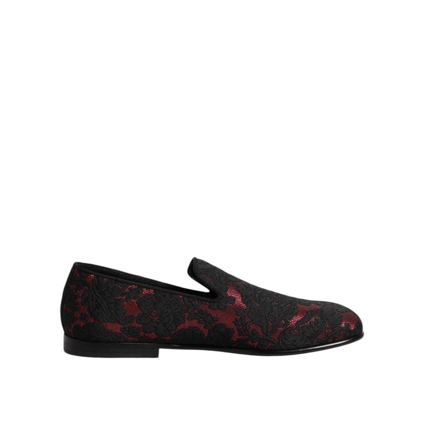 Dolce & Gabbana Red Black Jacquard Slip On Loafers Shoes MV7357-39