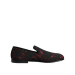 Dolce & Gabbana Red Black Jacquard Slip On Loafers Shoes MV7357-39