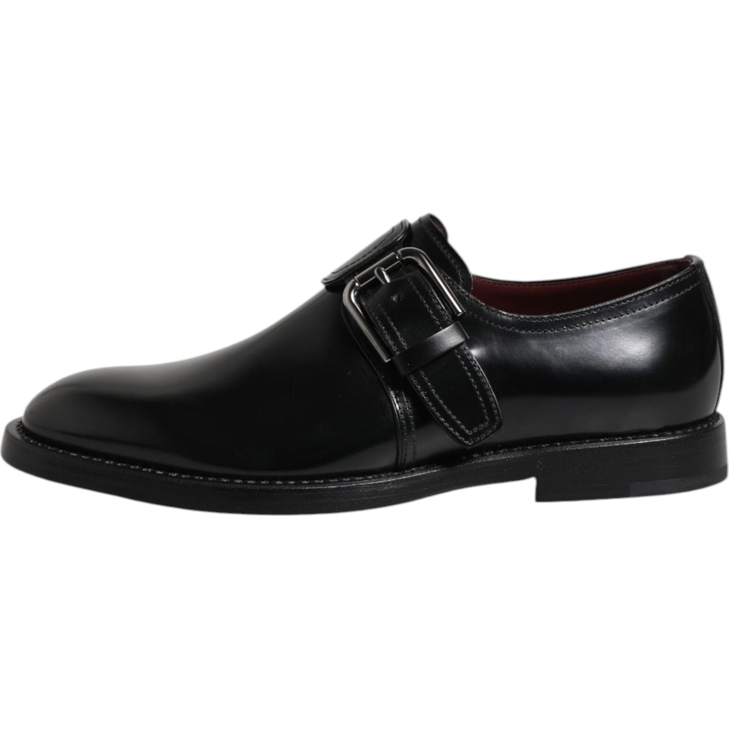 Dolce & Gabbana Black Leather Monk Strap Derby Formal Shoes