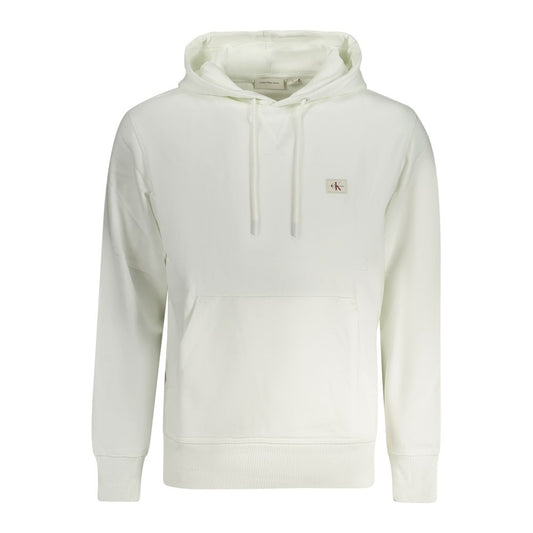 Calvin Klein White Cotton Men Sweater featuring a classic hooded design and logo detail for modern style and comfort.