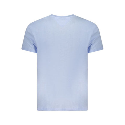 Back view of Tommy Hilfiger Blue Cotton Men T-Shirt with short sleeves and crew neck design.