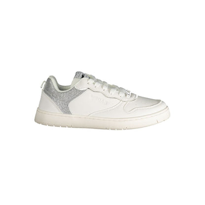 Gas White Polyester Women Sneaker with silver contrast details and Gas logo, ideal for fashion-forward casual style.
