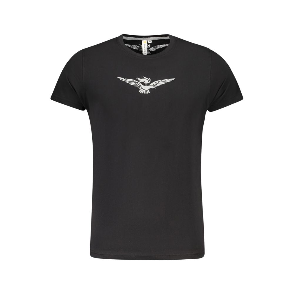 Alt Tag: Accademia Militare Black Cotton T-Shirt with big eagle print and crew neck style