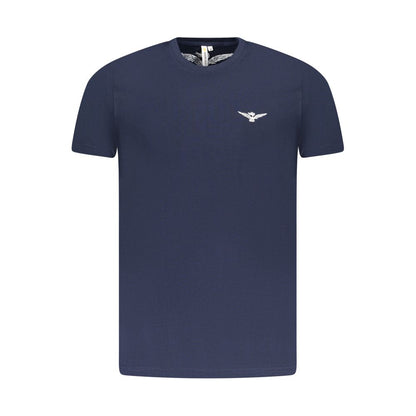 Accademia Militare Blue Cotton T-Shirt with eagle logo, short sleeves, crew neck, and print design.