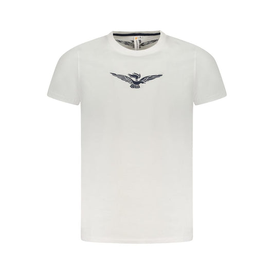 Accademia Militare White Cotton T-Shirt with eagle print, short sleeve, crew neck, and logo design.