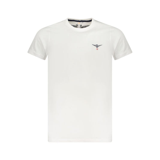Accademia Militare White Cotton T-Shirt with eagle ball logo, crew neck, short sleeves, and print detail.
