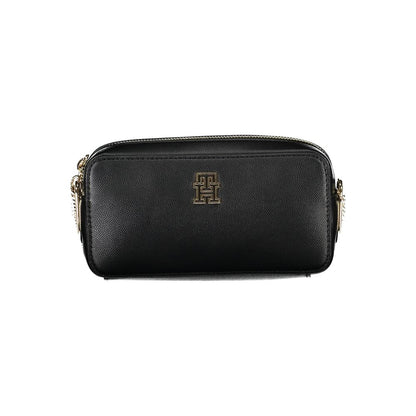 Tommy Hilfiger Black Polyethylene Handbag with chain shoulder strap, external and internal pockets, logo detailing.