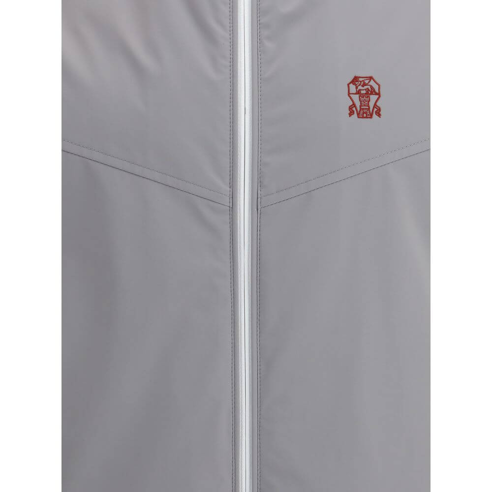 Brunello Cucinelli Gray Polyamide Sleveless Jacket