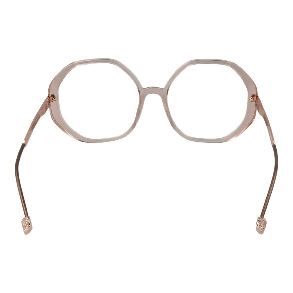 Philipp Plein Pink Women Glasses Frame, round full-rim cellulose acetate, rose color with demo lenses, size 56-18-140.