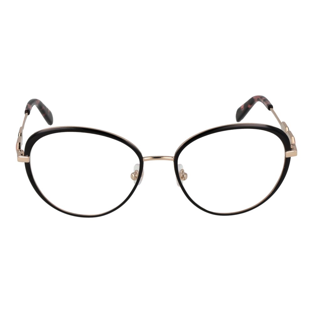 Emilio Pucci Black Women Glasses Frame, full-rim round metal frame with demo lenses. Size 54-17-140, branded case included.