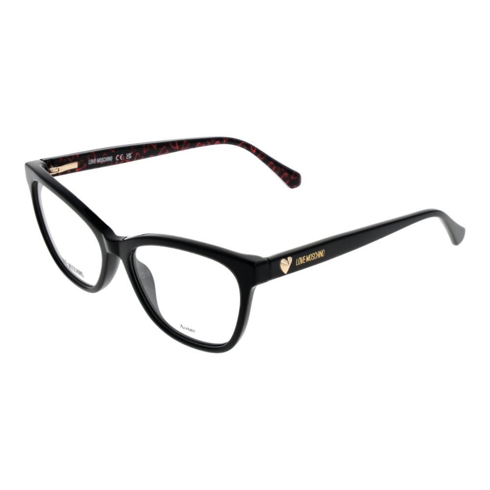 Love Moschino Black Women Glasses Frame, full-rim style with acetate material and branded case.