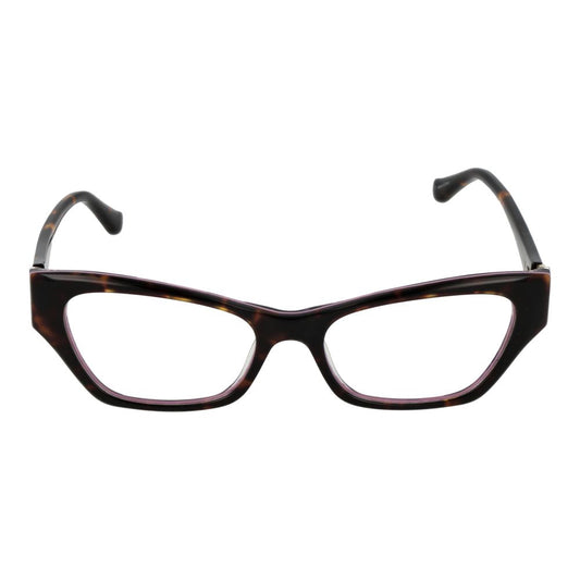Guess Brown Women Glasses Frame full-rim cat eye style with demo lenses and plastic material.
