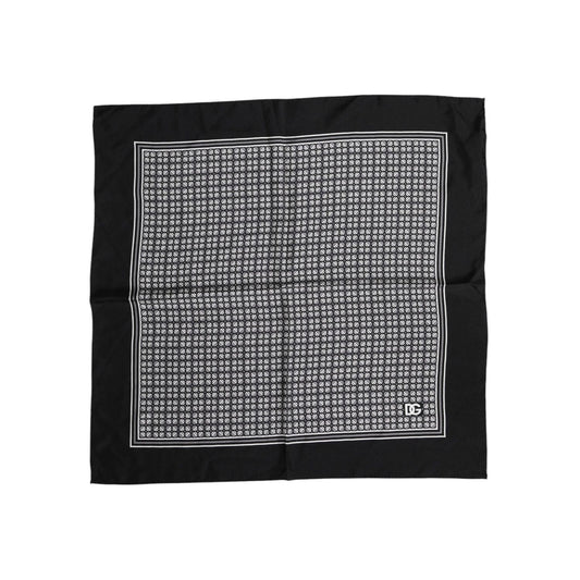 Dolce & Gabbana Black White Patterned Square Foulard Scarf