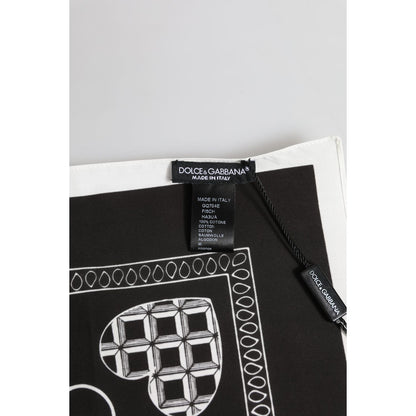 Dolce & Gabbana Black White Bandana Square Men Foulard Scarf