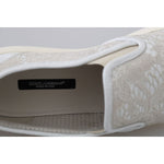 Dolce & Gabbana White Leather Lace Slip On Loafers Shoes WOMAN SNEAKERS