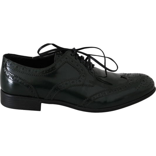Dolce & Gabbana Elegant Green Brogues Oxford Wingtip Flats Dolce & Gabbana Black
