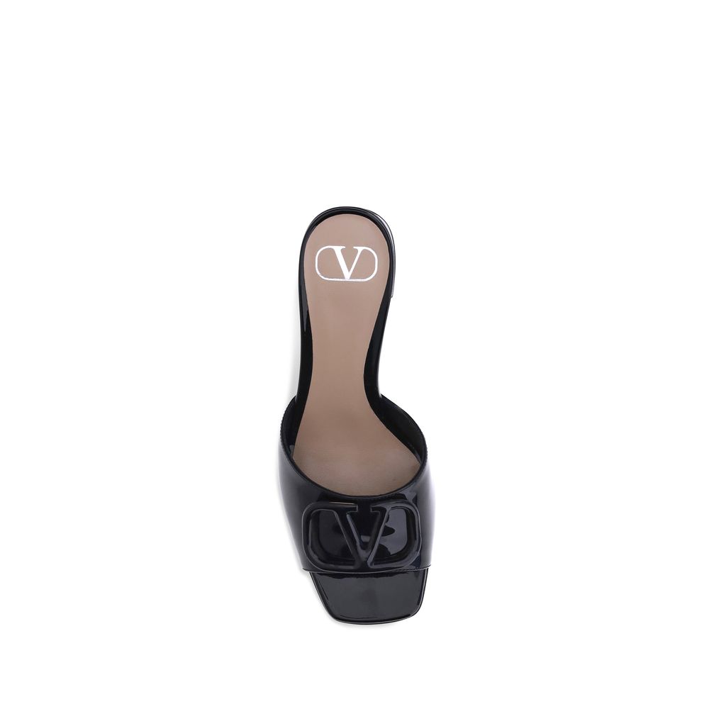 Valentino Garavani Black Calf Leather Bos Taurus Sandals