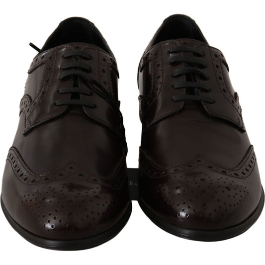 Dolce & Gabbana Elegant Brown Leather Oxford Flats Dolce & Gabbana Black
