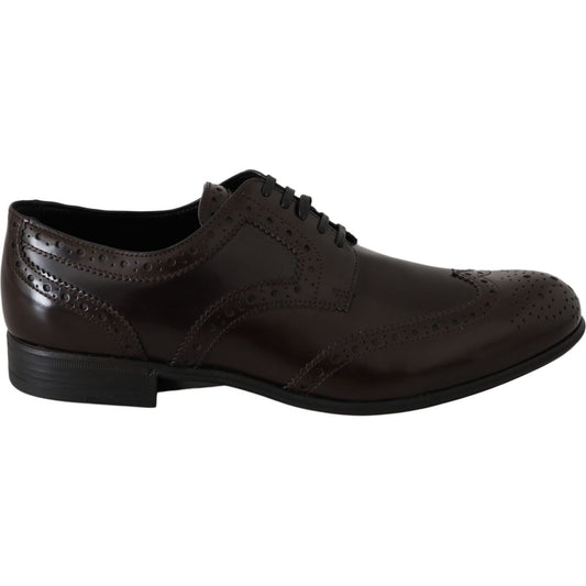 Dolce & Gabbana Elegant Brown Leather Oxford Flats Dolce & Gabbana Black
