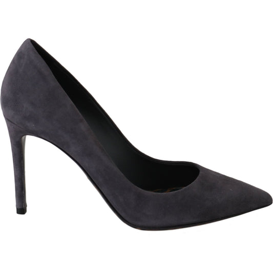 Dolce & Gabbana Gray Suede Leather Stiletto Shoes Heels LA5980-40.5