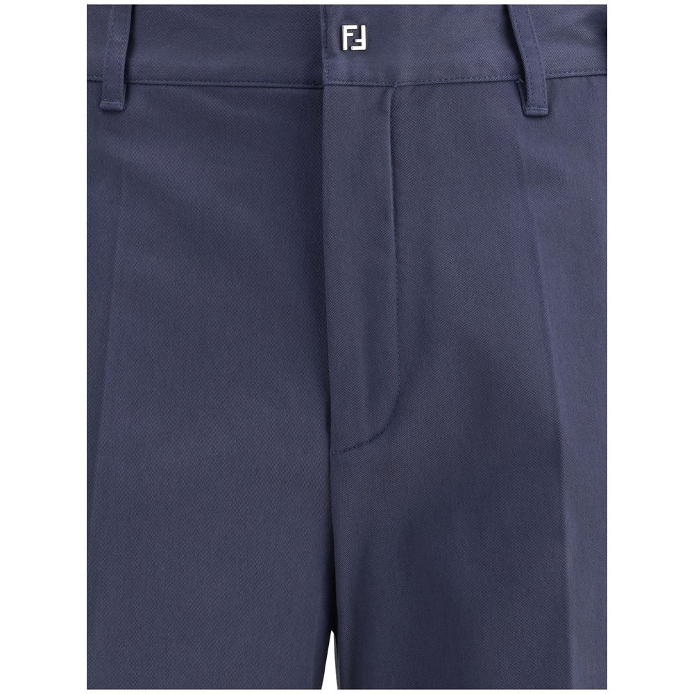Fendi Blue Cotton Casual Pants