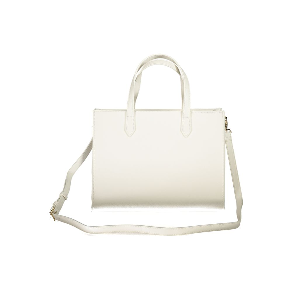 Mario Valentino White Polyethylene Handbag with handles and adjustable strap