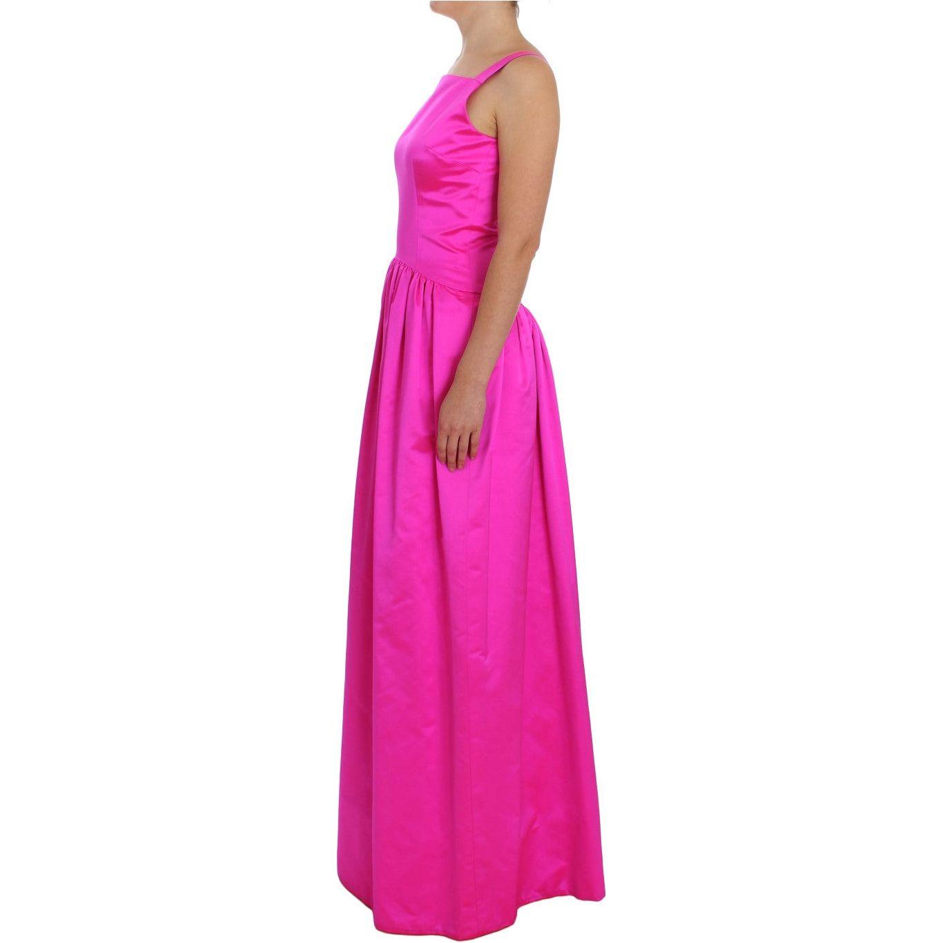 Dolce & Gabbana Pink Silk Long Sheath Ball Gown Dress