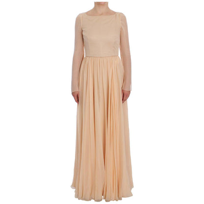 Dolce & Gabbana Beige Silk Ball Gown Full Length Dress