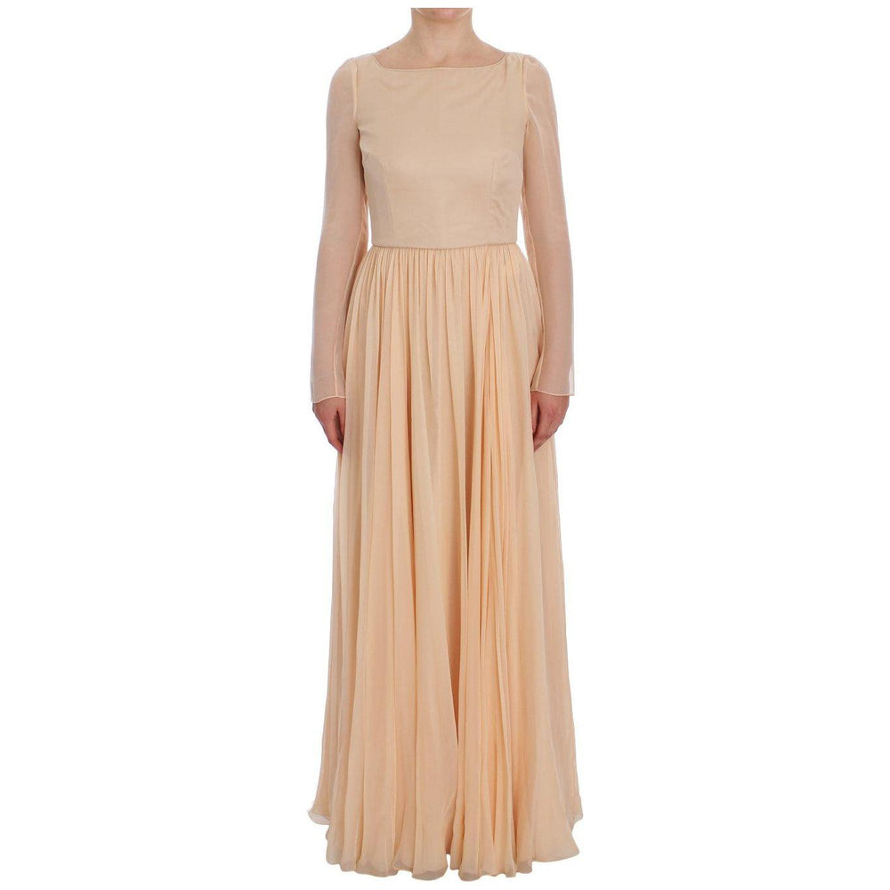 Dolce & Gabbana Beige Silk Ball Gown Full Length Dress Dresses