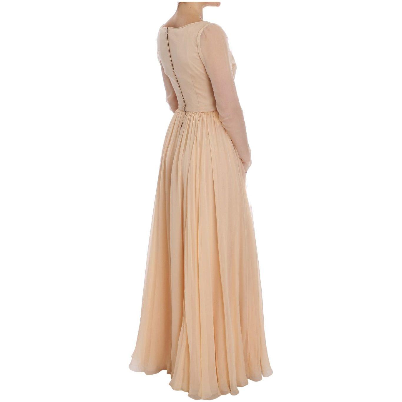 Dolce & Gabbana Beige Silk Ball Gown Full Length Dress